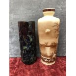 A hand painted opaline vase and a Medina glass vase.