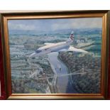 A specially commissioned original framed oil painting by Stuart Booth of Concorde.