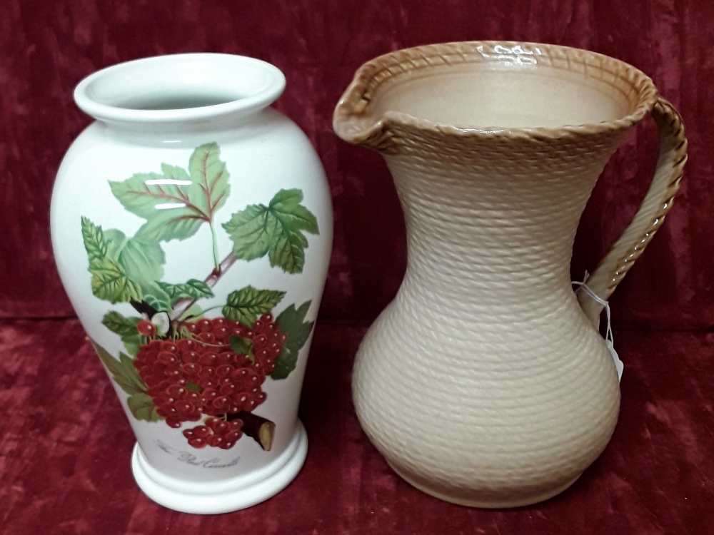 A Portmerion Pomona vase – ‘The Red Current’ and large fawn jug with rope effect on handle and rim. - Image 4 of 4