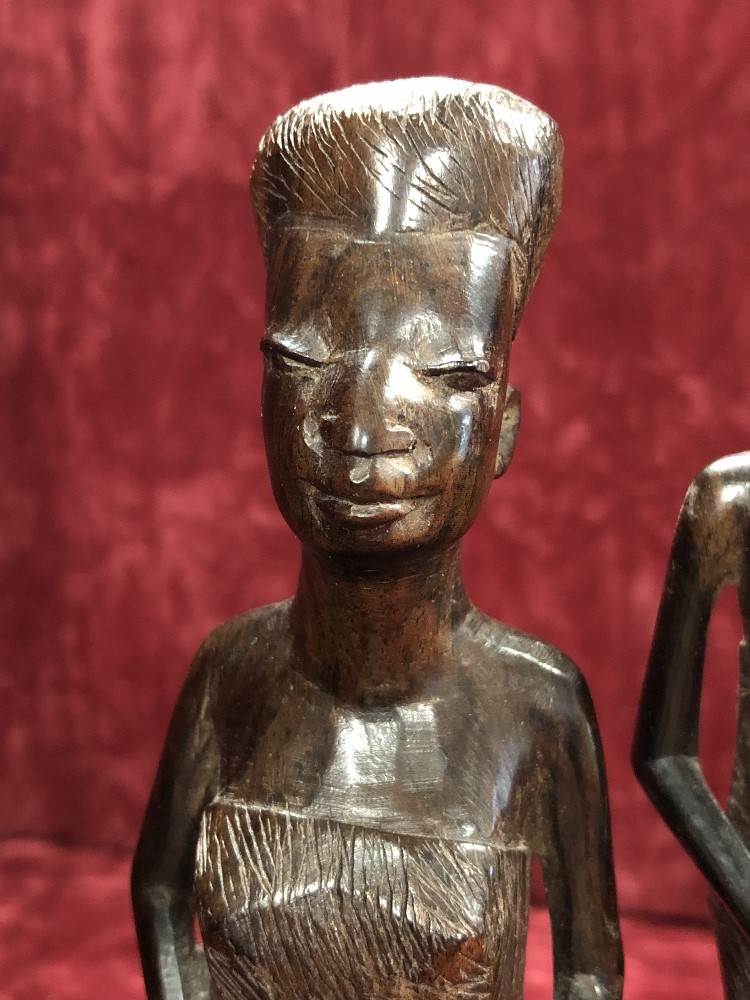 A group of three African carved wooden tribal figures - Image 7 of 7