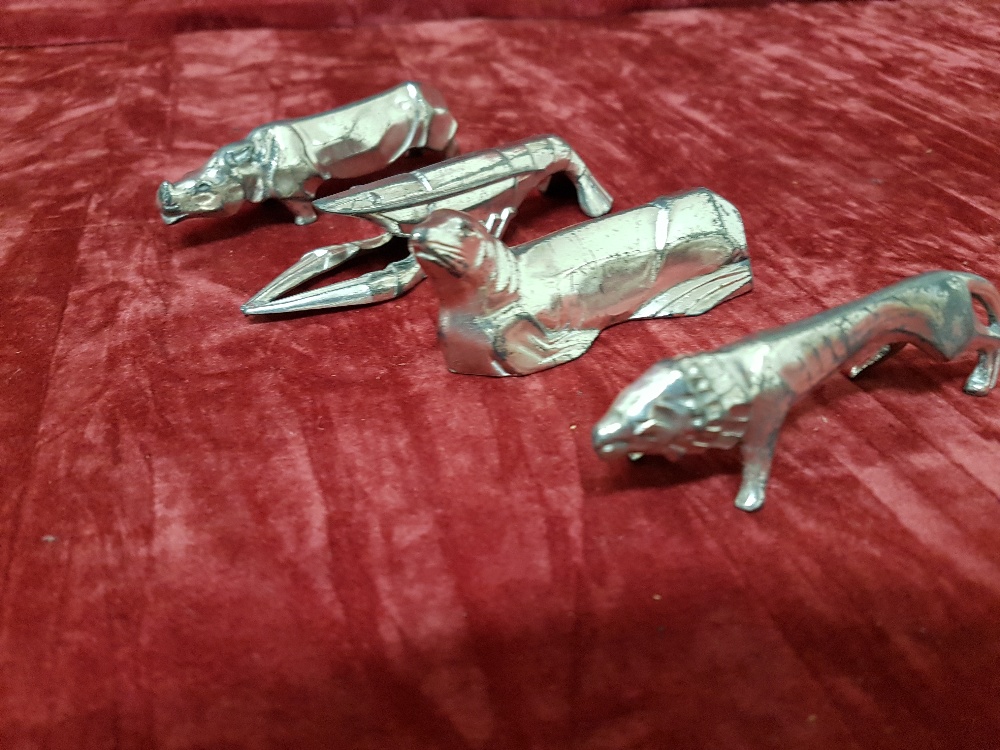 A set of eight Cubist white metal knife rests (Arts and Crafts). - Image 2 of 3