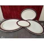 Four graduated Royal Worcester serving plates plus two tureens.