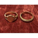 Two gold rings, two of 9ct.