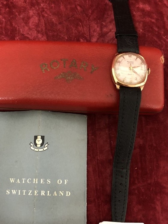 A 9ct gold lady's ROTARY watch with leather strap