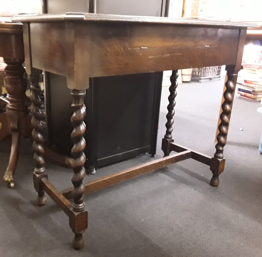 A small early 20th Century oak fold-out writing desk. - Image 4 of 4