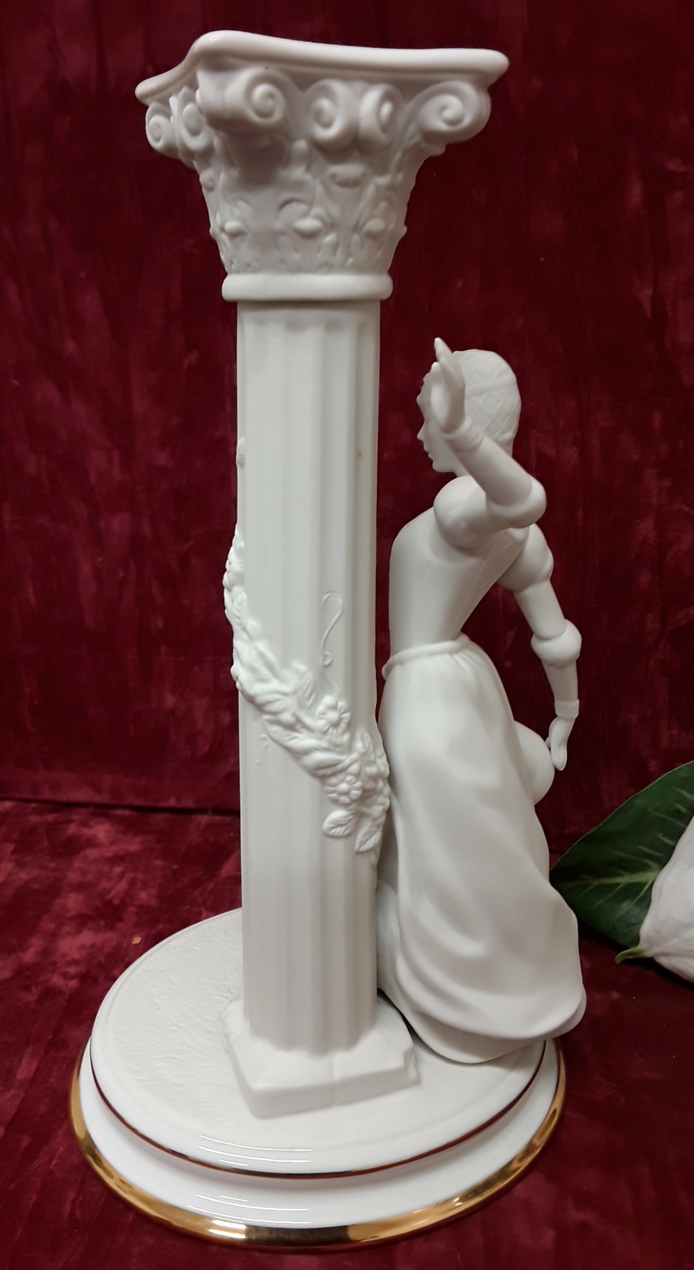 A pair of Franklin Mint fine porcelain Romeo and Juliet candlesticks and porcelain galla lily. - Image 2 of 4