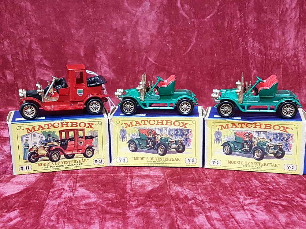 Three boxed Lesney Matchbox ‘Models of Yesteryear’ cars.