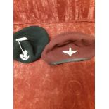 A Parachute Regiment red beret and badge, together with a Light Infantry beret and badge.