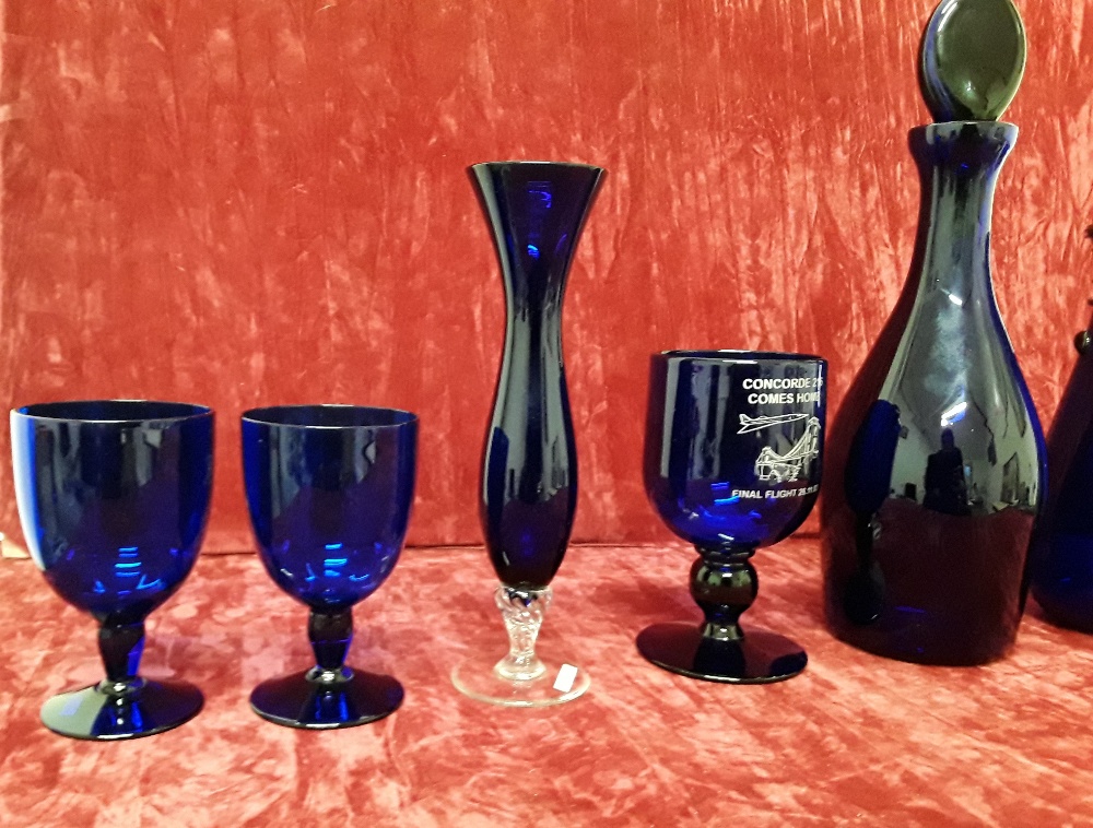 A collection of blue glass including Bristol Blue. - Image 2 of 3