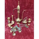 A collection of Indian brass items.