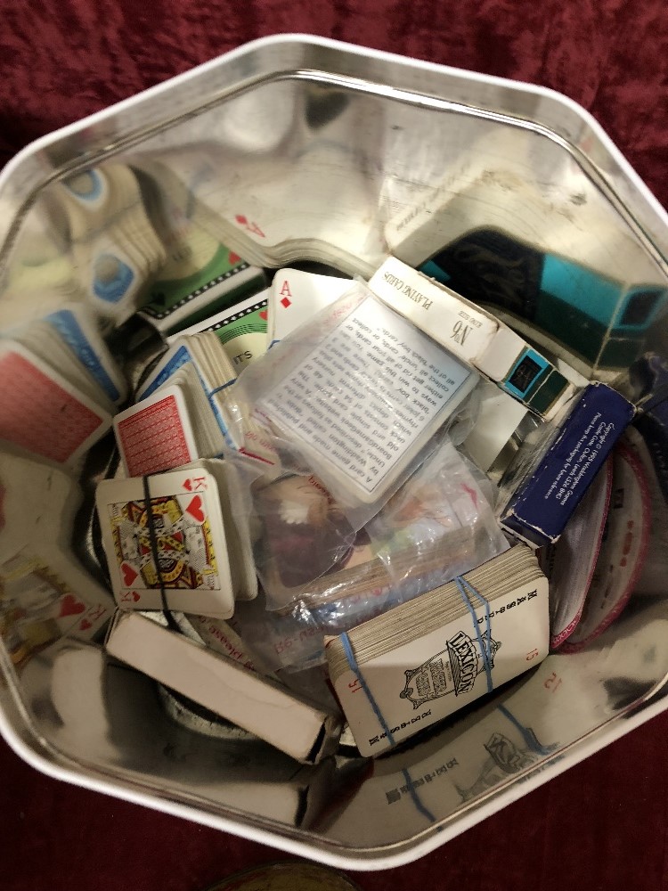 A collection of three tins containing building blocks, playing cards etc. - Image 3 of 3