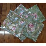 Five green floral design cushion covers