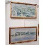 A pair of framed and glazed watercolour paintings “Villeneuve-des-Avignon” and “Avignon”. Signed.