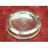 A circular silver pin tray, hallmarked.