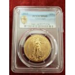 A fine gold 50 Dollar coin depicting Golden Eagle, 2015 US PCGS MS68 1 OZ.