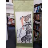 A signed Chinese coloured screen painting.
