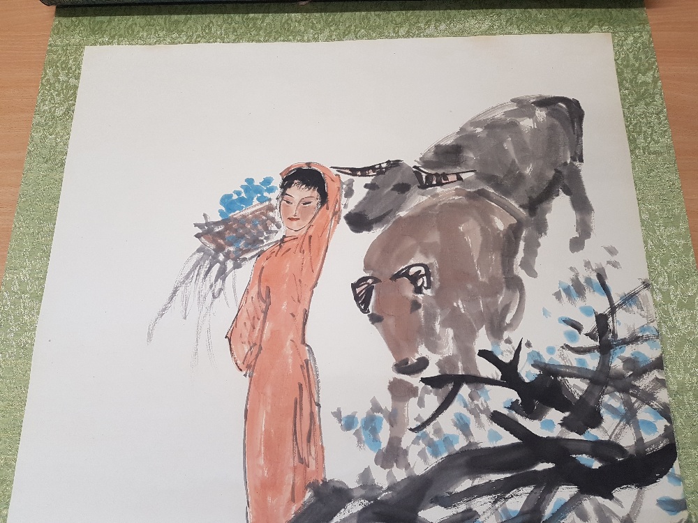 A signed Chinese coloured screen painting. - Image 3 of 9
