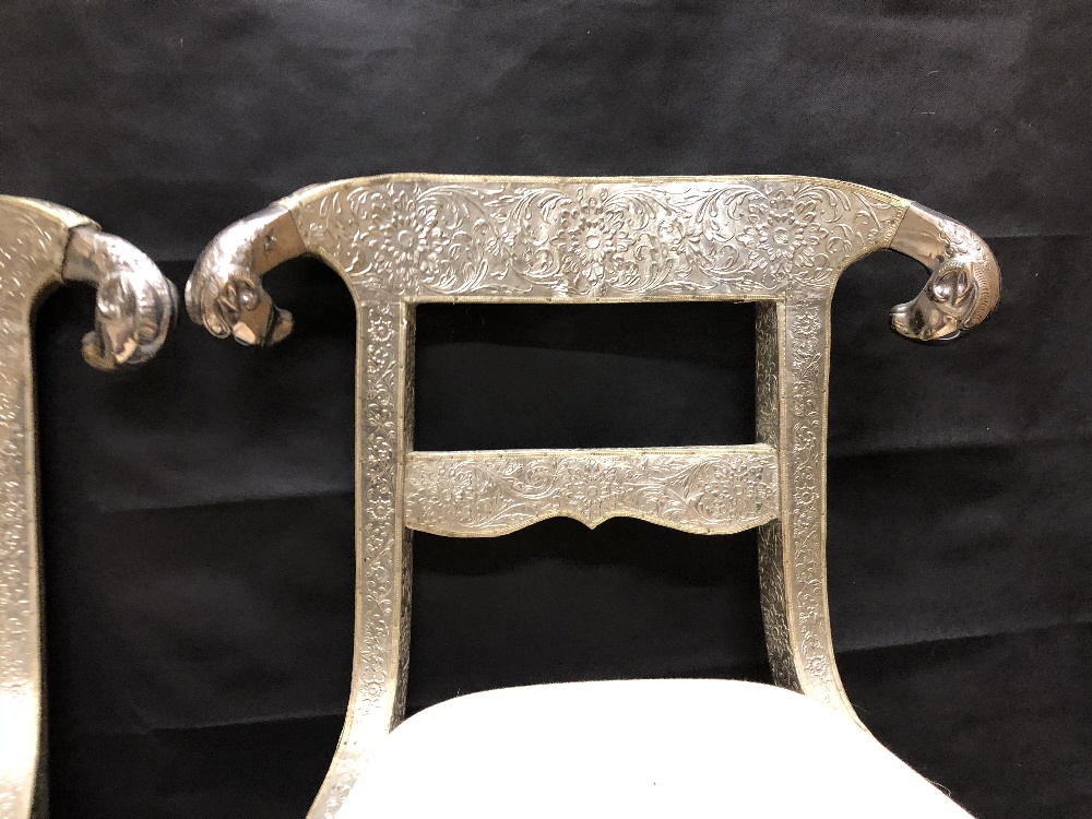 A pair of silver wrapped Anglo-Indian Regency style wedding chairs. - Image 2 of 3