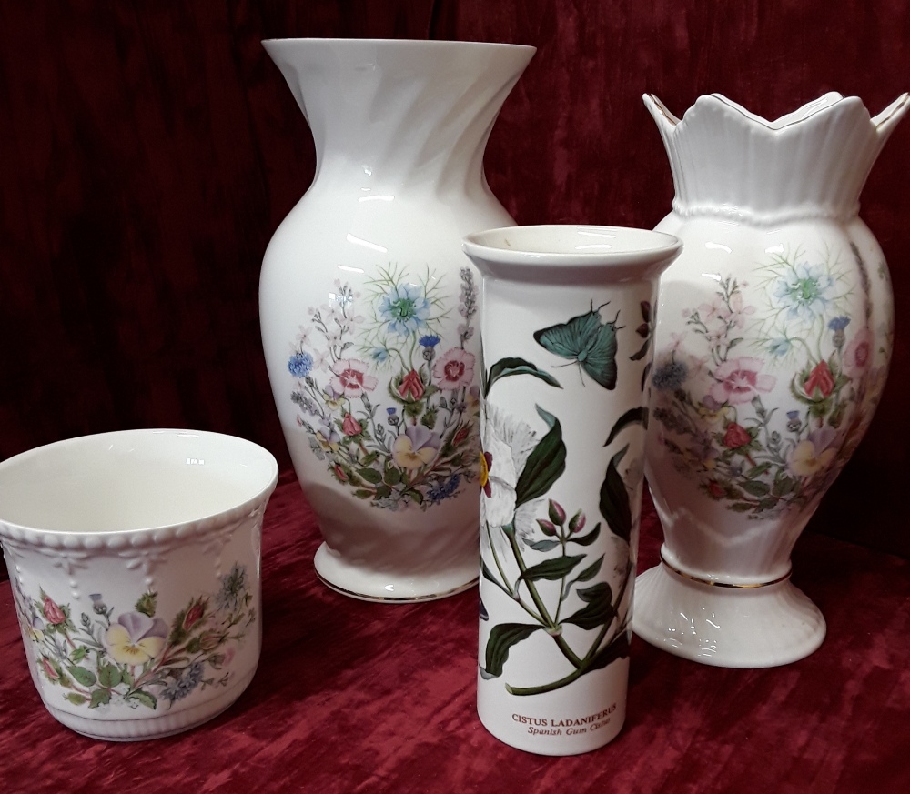 Collection of bone china ceramics including Aynsley and Portmerion.