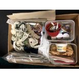 A large box containing the ideal items for starting up in textile craft work