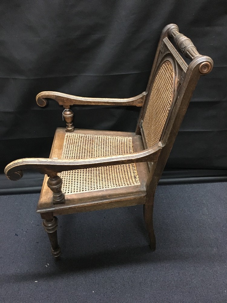 A large 19th Century German arm chair with wicker seat and back. - Image 2 of 2