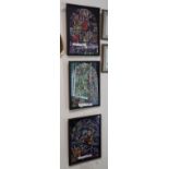 Three contemporary tapestries of three tribes of Israel based on Chagall's stained-glass windows. w