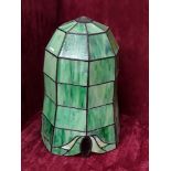 A vintage Tiffany style tall green glass ceiling lamp.