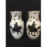 A pair of early 19th Century Chinese matching porcelain twin handled vases.