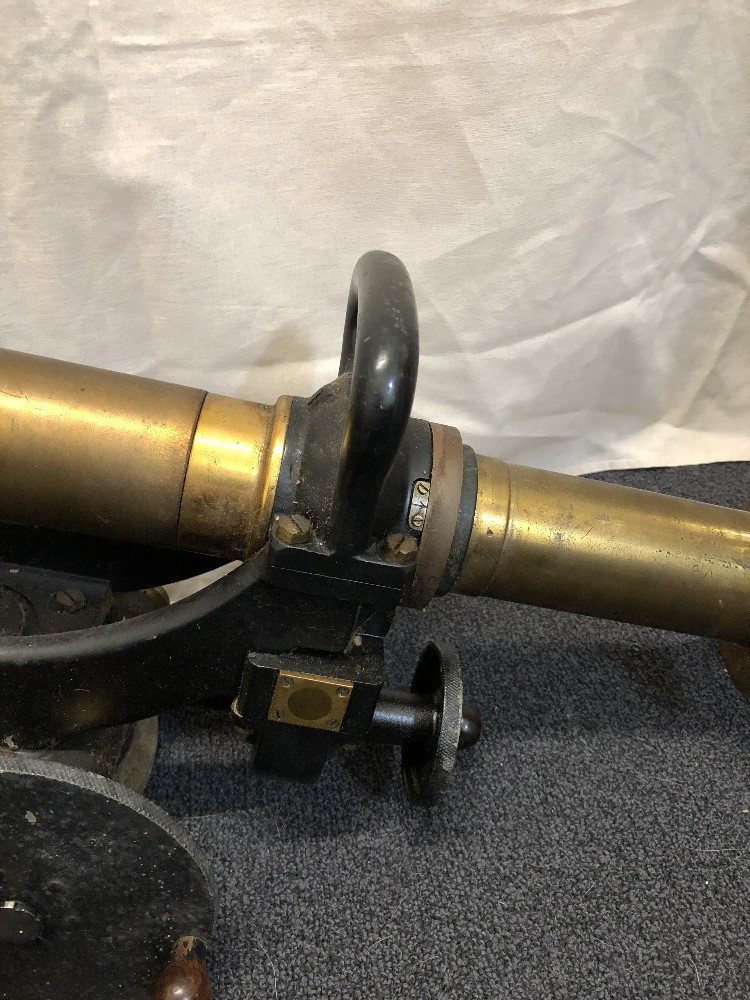 A brass surveyor's tool with handled wheels to alter the direction in different planes. - Image 2 of 3
