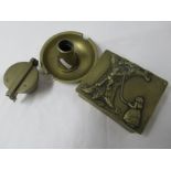 A collection of small brass items.