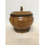 An antique Chinese bamboo rice bowl with lid