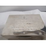 A silver box marked London 1954 presented to Captain RN Mander 2nd Battalion of the Green Howards.