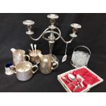 An assortment of silver plated items