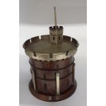 A rare late 19th Century silver plated and oak ice bucket with ceramic liner - Windsor Castle.