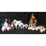 A collection of china animals including Beswick and Goebbels etc. (15 in total).