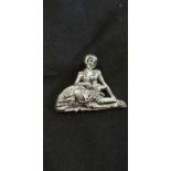 A silver Georg Jensen style brooch in the form of a maiden and her dog