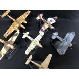 A set of six model planes including the Hurricane, the Kittihawk and the Macchi, etc.