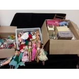 Four boxes of 1960's dolls (mostly Sindy), clothes and furniture.