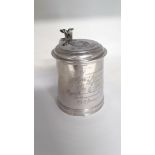 A mid 20th Century Royal Marines 1 pint pewter tankard with inscription.