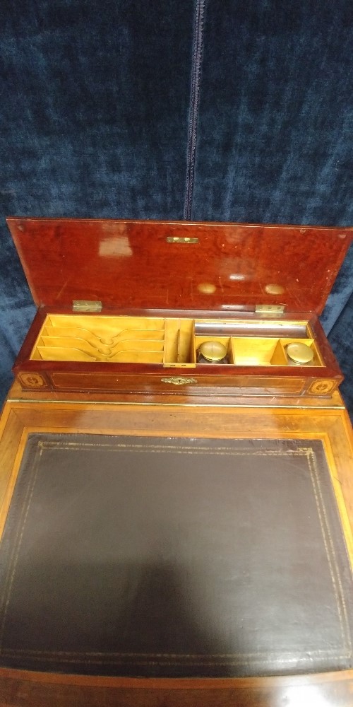 A Davenport desk with marquetry inlay and gallery rail to the top. - Image 2 of 4