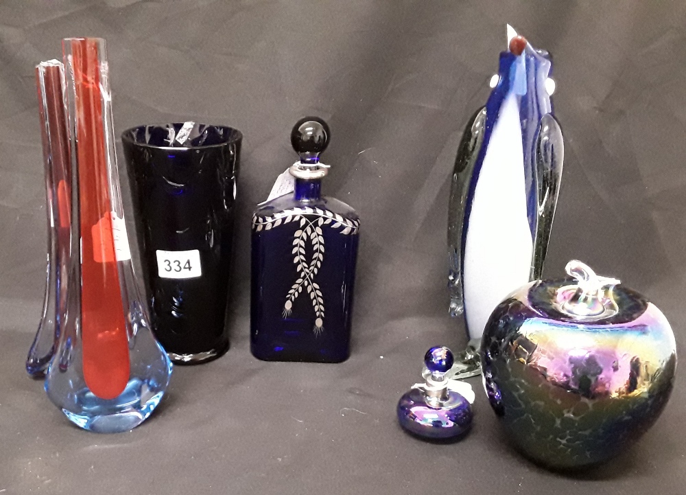 A large collection of glass including Bristol Blue.