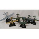 A set of six model planes including the Avenger, the Fairey Swordfish, etc.