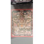An 18th Century/19th Century Buddhist art work. Hand painted and depicting Buddhist temples