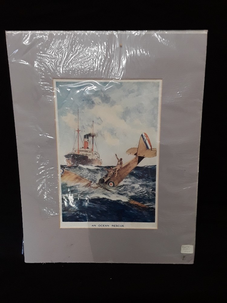 A 1920's mounted print by Charles Edward Dixon (British 187 -1934) "An Ocean Rescue". With signature