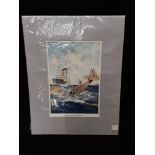 A 1920's mounted print by Charles Edward Dixon (British 187 -1934) "An Ocean Rescue". With signature