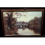 E. W. Waite 1878-1927 - a large print on board "Old Box Hill Bridge". Framed with plaque.