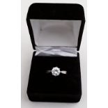 Solitaire silver ring with large CZ. Size M