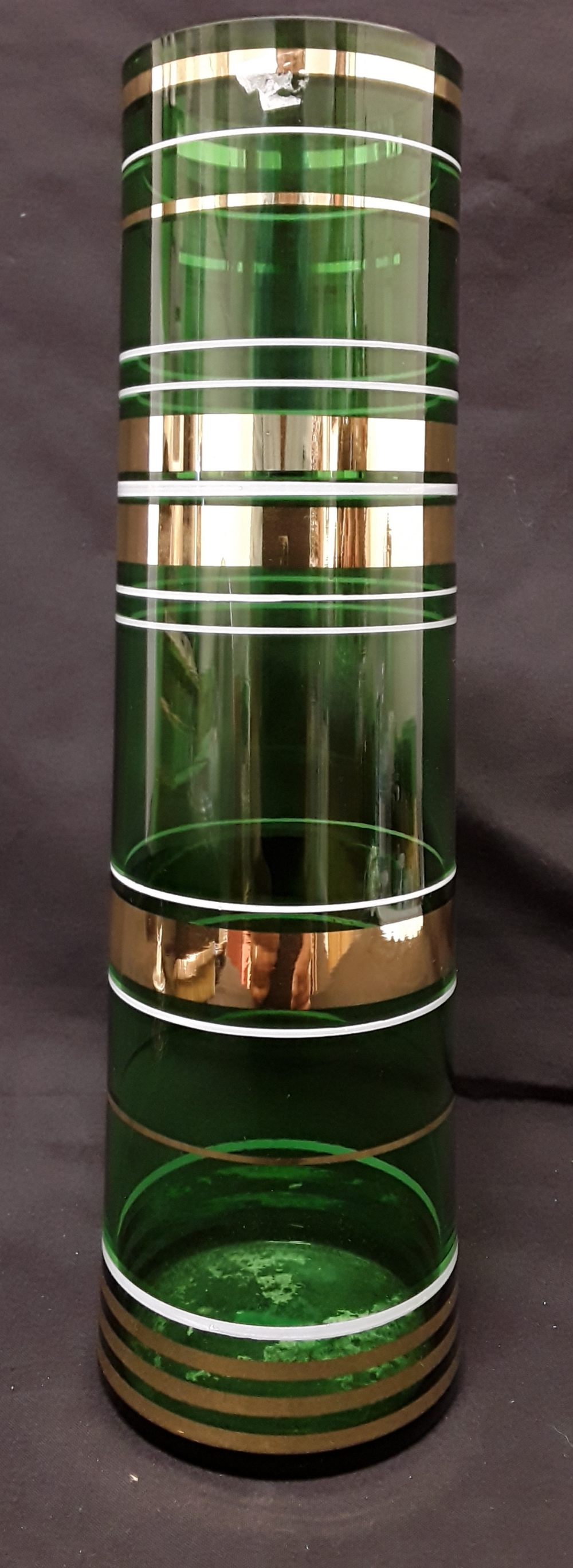 A 1930s green vase together with a white metal and glass scent bottle. - Image 2 of 4