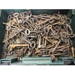 A large collection of Victorian door keys.