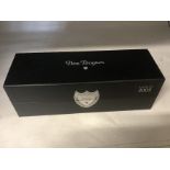 A bottle of Don Perignon champagne 2003 in presentation box. Box unopened.